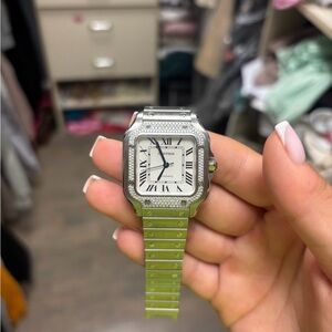 Cartier Diamond Santos Watch. Comes with box and papers